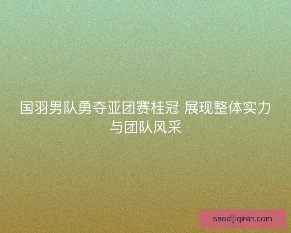 国羽男队勇夺亚团赛桂冠 展现整体实力与团队风采