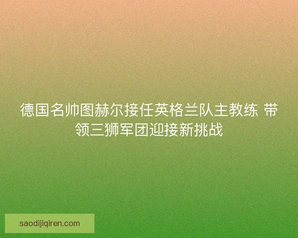 德国名帅图赫尔接任英格兰队主教练 带领三狮军团迎接新挑战