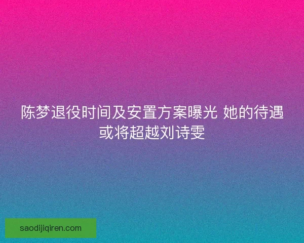陈梦退役时间及安置方案曝光 她的待遇或将超越刘诗雯